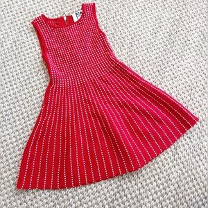 Milly Minis Red Stretch A line Dress with white polka dots - back zipper 2T